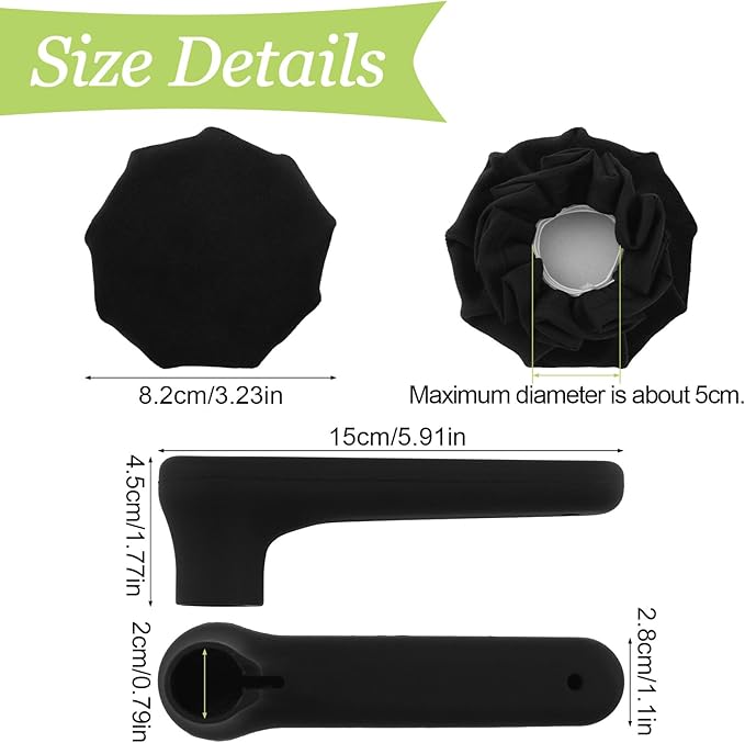Door Handle Cover Set, 1pc Silicone Door Handle Glove Cover & 2pcs Decorative Round Door Knob Covers Anti-Static Safety Protector for Handles/Knobs (Black)