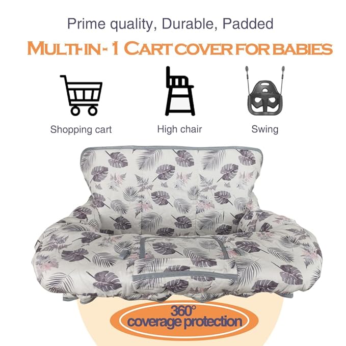 RHYDEER Shopping cart Cover for Baby, 2 in 1 high Chair Cover, roll in and go, Universal fit