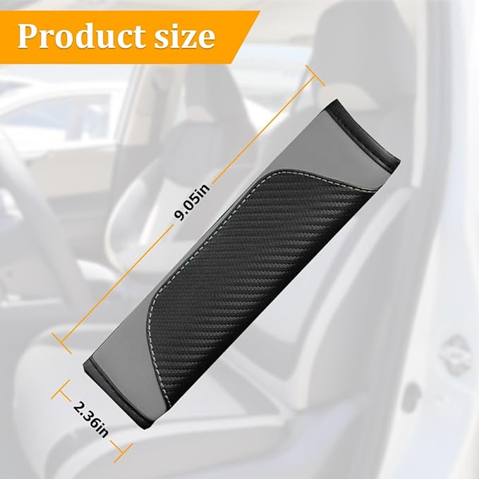 2PCS Car Seat Belt Cover, Carbon Fiber Seatbelt Shoulder Protection, Soft Car Seat Belt Strap Cushion Protect Your Neck and Shoulder, Car Accessories Seat Belt Pad for Car Truck (Black/Gray)