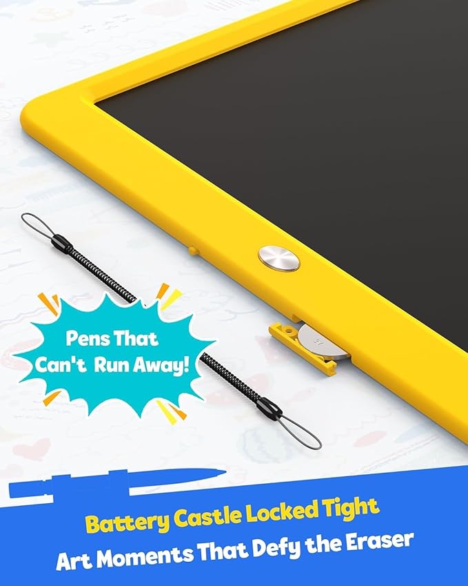 TEKFUN LCD Writing Tablet Doodle Board, 12inch Colorful Drawing Tablet Writing Pad, Kids Travel Essentials, Kid Toys for 3 4 5 6 7 8 Year Old Girls Boys (Yellow)