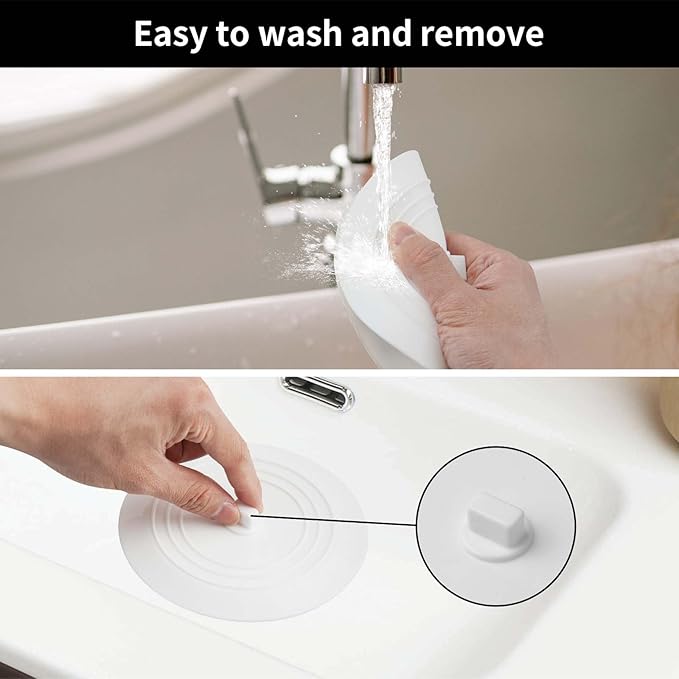 Vaincre 2PCS Bathtub Drain Stopper - 5" Silicone Kitchen Bathroom Hair Water Shower Stopper, Bathtub Drain Plug, Universal Flat Suction Shower Kitchen Cover, Bathroom Laundry Accessories