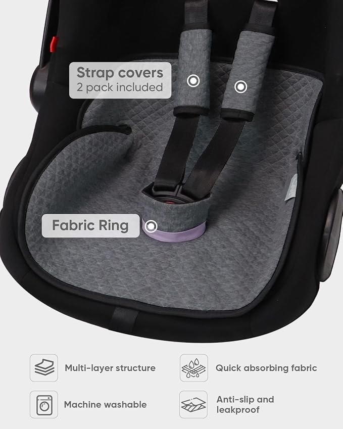 TinlyFinly 2 Pack Baby Potty Training Car Seat Protector, Waterproof Car Seat Liner for Potty Training Toilet, Baby Infant Toddler Piddle Pad Fits for Carseat, Stroller, Highchair - 2 Pack, Dark Gray