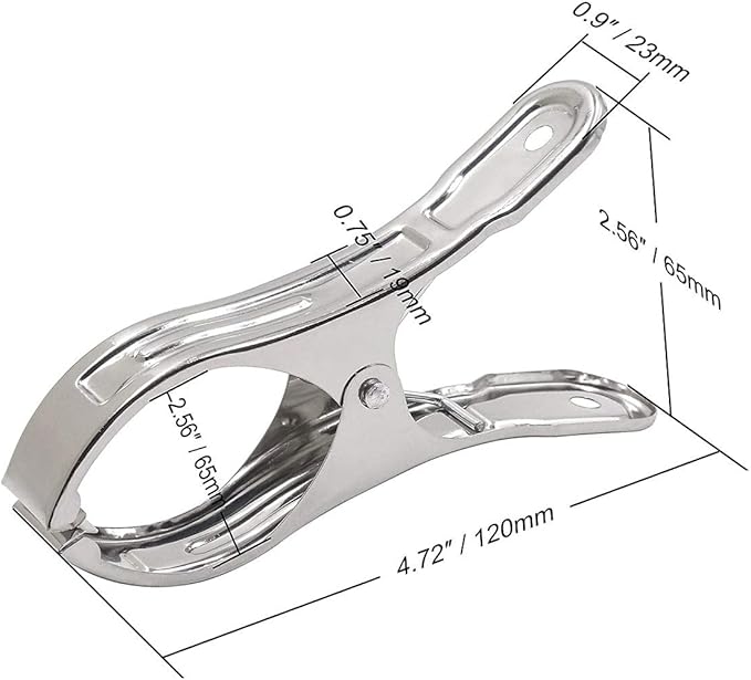 FOMMEN Outdoor Heavy Duty clothespins 10 Pack Large Stainless Steel Quilt Clips,Beach Towel Clips,Curtain Clamps,Rubber Tipped Metal Clothes