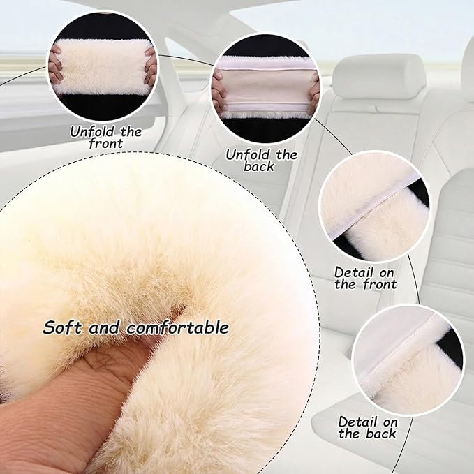 2-Pack Soft Plush Seatbelt Covers for Kids - Comfortable Seat Belt Cushion for Newborns - Car Seat/Stroller Strap Accessories - Enhanced Driving Comfort & Protection (White)