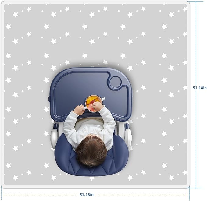 High Chair Splash pad, 51" 51 Non-Slip Waterproof Multi-Purpose Splash pad, Washable Splash pad for high Chair Floor Protection Table Cloth Portable Early Education Picnic Play mat (Star)