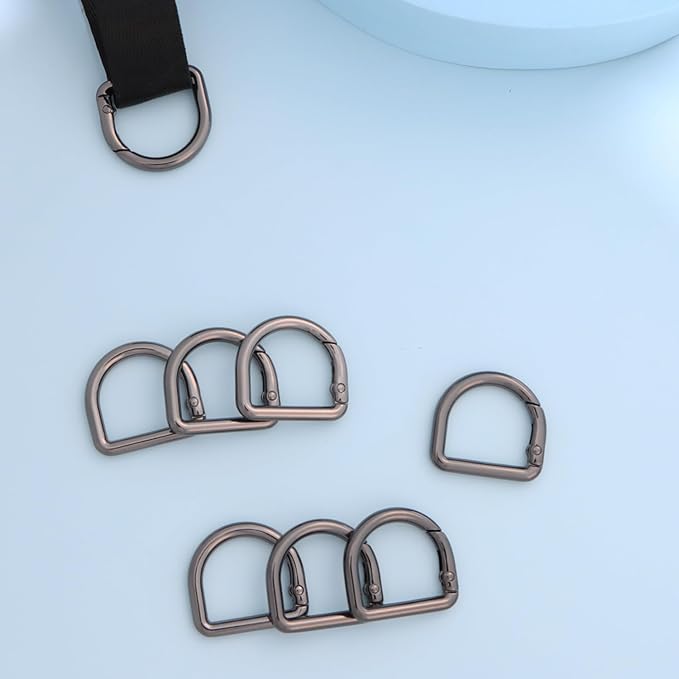 10pcs Metal D Ring Spring Key Hooks Keyring Clip for Keychain Buckle, Backpacks Handbag Purse Hardware, DIY Crafts