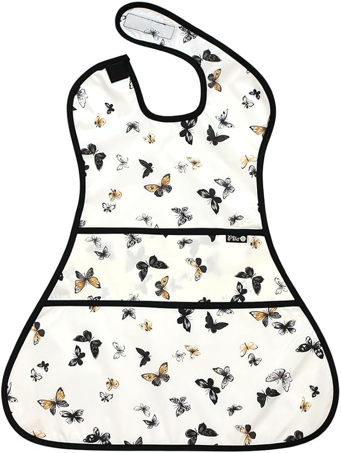 Plie Full Coverage Waterproof Feeding Bib for Toddlers – Extra Long Apron Bib for Mealtime, Self-Feeding, High Chairn
