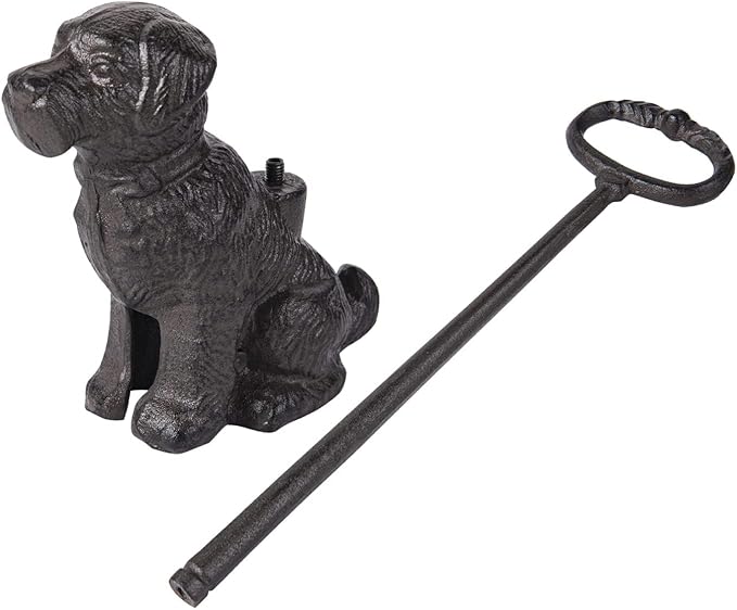 Sungmor Cast Iron Dog Door Stop with Handle – Heavy Duty Decorative Vintage Doorstop, 19.4" Tall Rustic Animal Door Holder, Antique Farmhouse Home Décor for Entryway, Office, or Yard