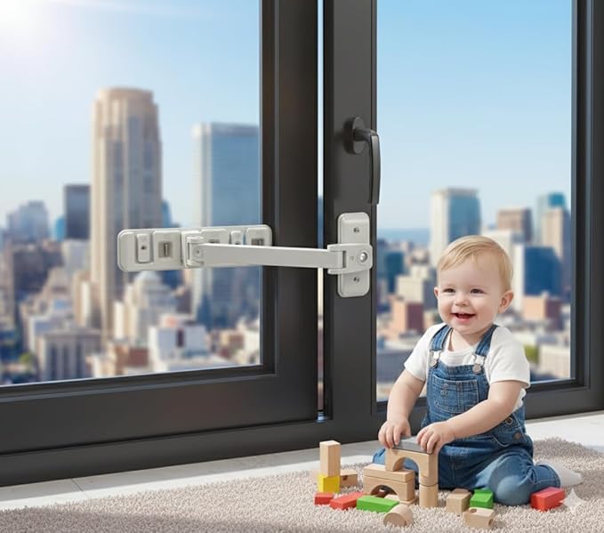 Premium Child Safety Locks – Adjustable, No-Drill & Easy-Install Home Safety Kit – Window Restrictor Lock