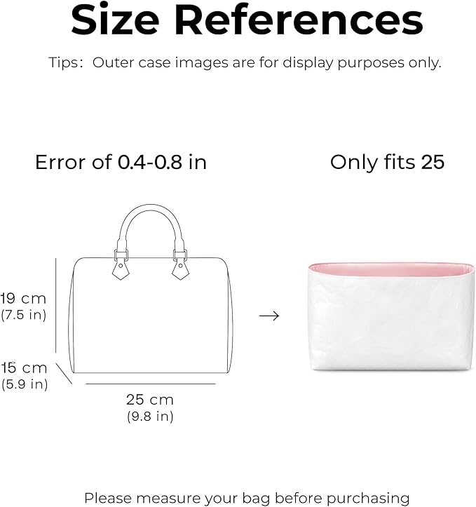 Purse Organizer Insert for LV Speedy25 Handbag, Custom Fit Inside Premium Rose Sakura Lightweight WaterResistant Tote Bag Insert with Cup Holder Accessories