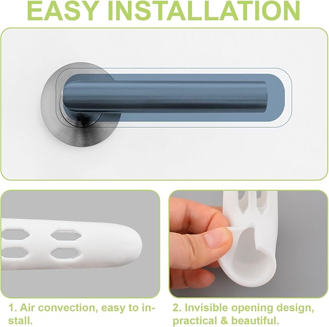 2Pcs White Hollow Door Knob Covers Silicone Door Handle Glove Covers Anti-Static Safety Door Knob Protector for Flat Square Door Levers