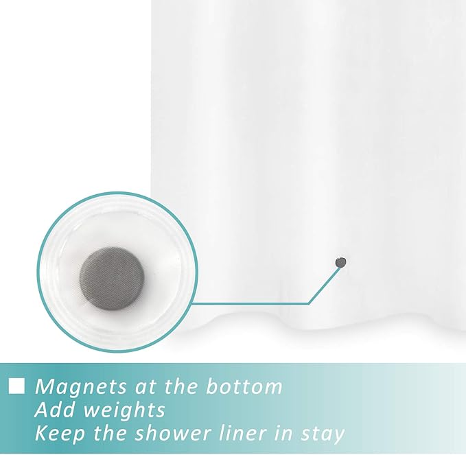 Mrs Awesome Short Shower Curtain Liner with 6 Magnets 72 x 66 inch Frosted Thick PEVA Waterproof Plastic Shower Curtain 72x66, Frost