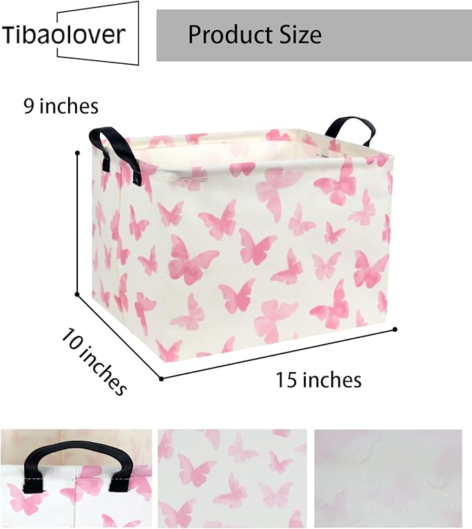 TIBAOLOVER Rectangular Butterfly Basket Kids Baby Storage Basket Cute Toy Storage Bin Organizer Shelf Boom Room Decor(Butterfly)