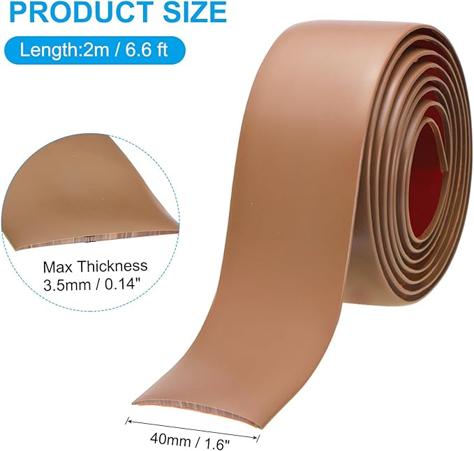 PATIKIL Self Adhesive Floor Transition Strip 1.6 in x 6.6 Ft, Vinyl Laminate Floor Flat Divider for Joining Floor Gaps Doorways Carpet Cover Floor Tiles Brown