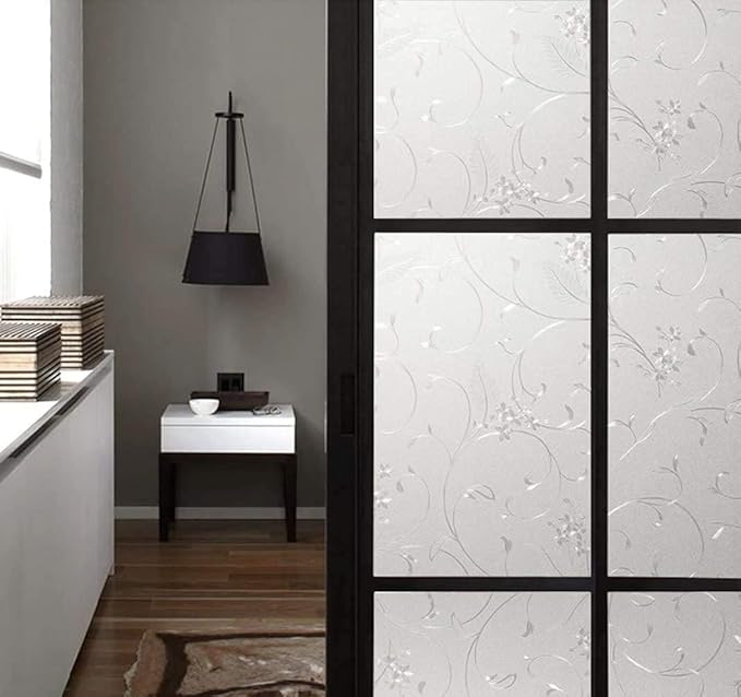 Niviy Static Cling Non-Adhesive Window Film Frosted Glass Film Bathroom Door Glass Decoration Window Film Privacy Covering (11.8"x 118")