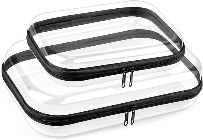 Travel Toiletry Bag for Men,Clear Hard Shell Zipper Case,2pcs Large Capacity Portable Toiletry Organizer Dopp Kit Water-Resistant Shaving Bag For Toiletries Accessories,Makeup Cosmetic Bag For Women
