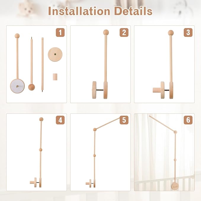 Baby Crib Mobile Arm Holder 36 Inch Large Version Baby Mobile Holder Arm Baby Room Decoration Attachment Safe Anti Slip Mobile Arm for Crib Baby Mobile Hanger