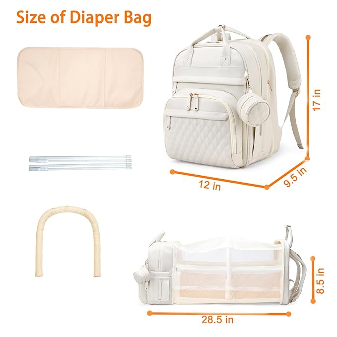 Baby Diaper Bags with Changing Station, Waterproof Diaper Bag Backpack for Moms Dads with USB Charging Port, Baby Shower Gifts, Large Capacity diaper backpack, Beige