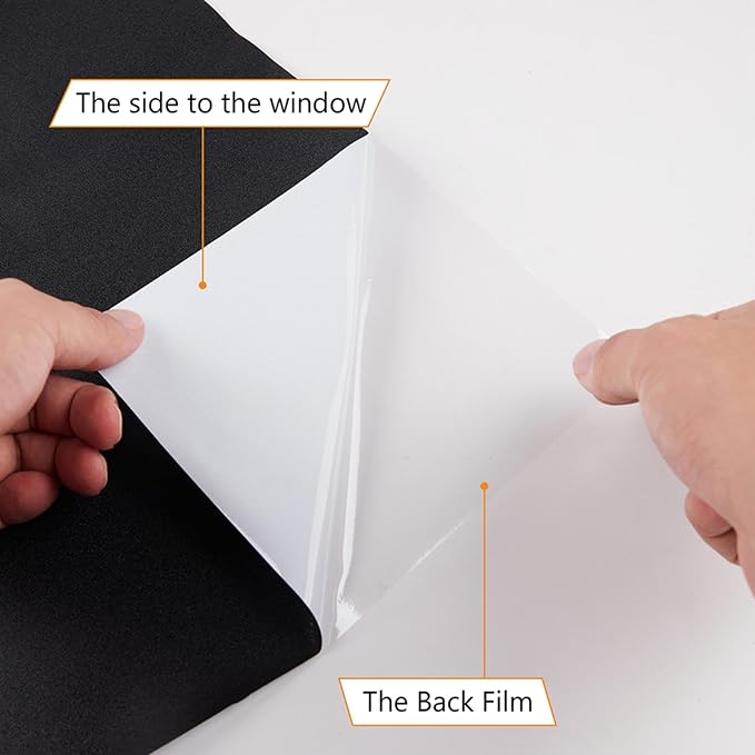 Finnez Blackout Window Privacy Film No Glue Necesary Static Cling,Anti-UV,Black Window Film 100% Light Blocking for Home Or Office