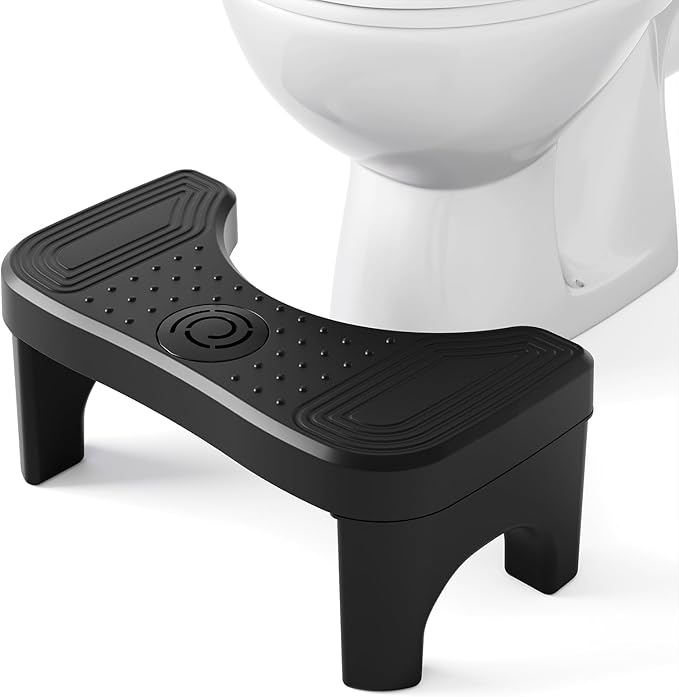Black Toilet Stool Poop Stool Squat Adult, Toilet Foot Rest Step Stool for Adults, Portable Bathroom Stool for Pooping, Portable Squatting Toilet Stand for Feet, Healthy Gifts, Black