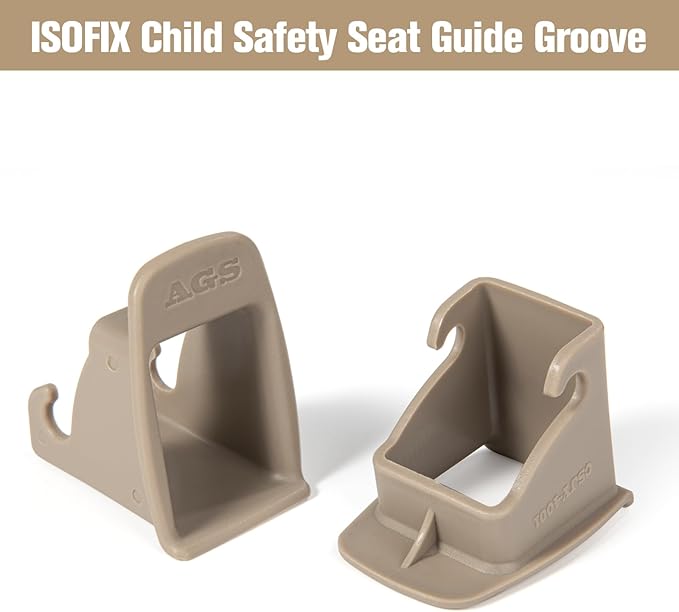 ISOFIX Interface Belt Latch Guide, 2Pcs Car Seat ISOFIX Interface Buckle Fixed Guide Groove Car Seat Bracket Connector (2Pcs Grey Brown)