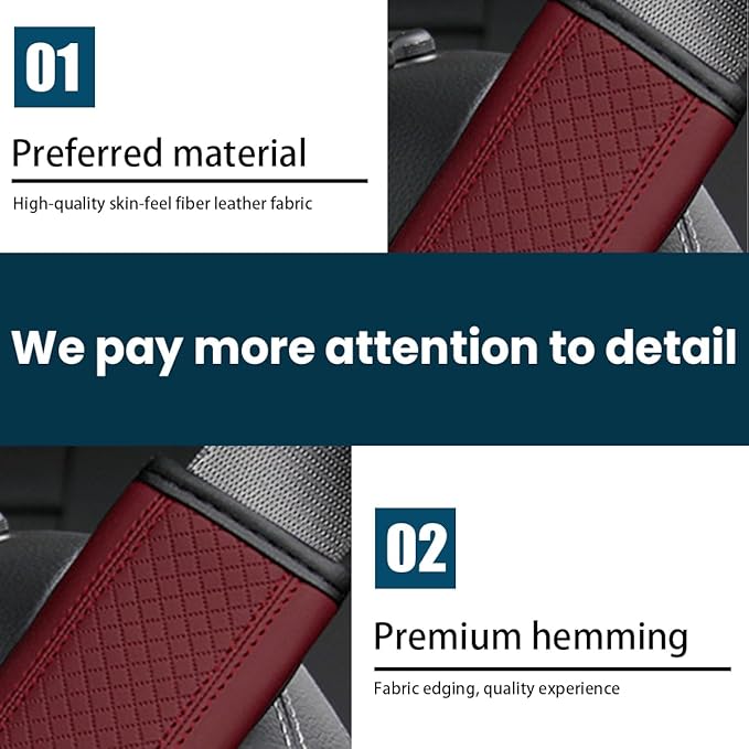 Car Seat Belt Pads, 2 Pack Fiber Leather Seatbelt Shoulder Strap Covers, More Comfort Driving & Protect Your Neck, Universal Safety Strap Cover for Auto SUV Truck Airplane Backpack (Wine Red)