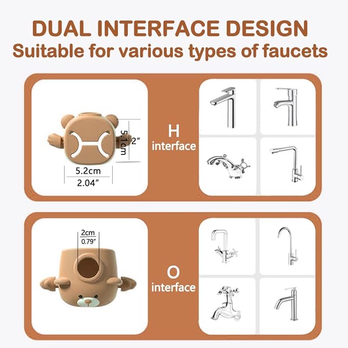 DLUCKY Faucet Extender for Sink Easy Use Sink Faucet Extenders with Temperature Sensitive for Toddlers, Kids Hand Washing Faucet Extension for Bathroom Sink, Kitchen, Green and Brown