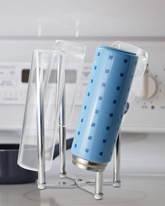 Mukkuri Drying Rack, Stainless Steel Kitchen Stand Holder for Bottles, Cups and Plastic Bags, Multifunctional Countertop Shelf