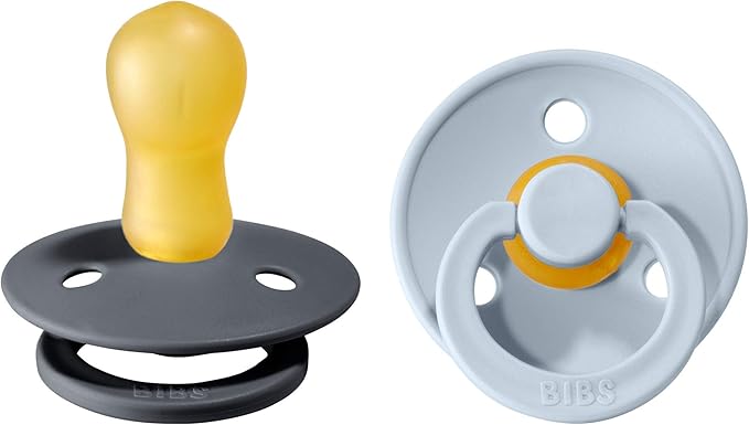 Bibs Colour Pacifier 2-Pack | BPA Free Soother, Round Nipple. Natural Rubber Latex,