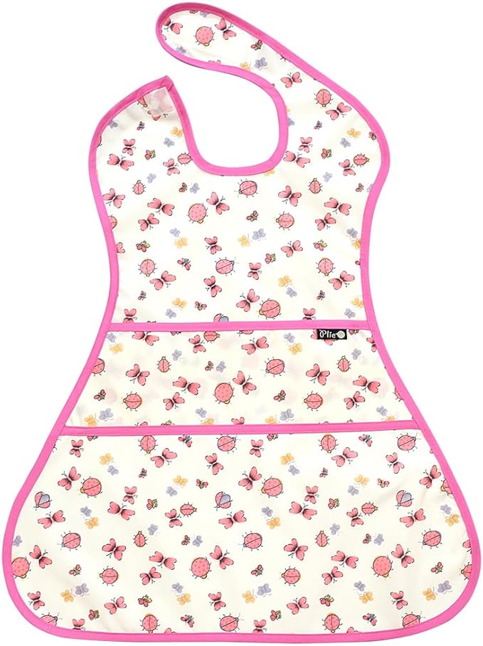 Plie Full Coverage Waterproof Feeding Bib for Toddlers – Extra Long Apron Bib for Mealtime, Self-Feeding, High Chairn