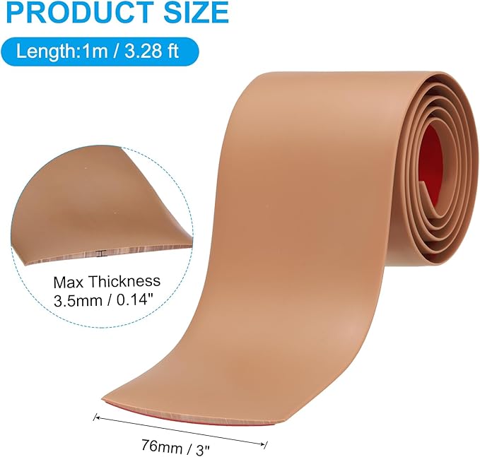 PATIKIL Self Adhesive Floor Transition Strip 3 in x 3 Ft, Vinyl Laminate Floor Flat Divider for Joining Floor Gaps Doorways Carpet Cover Floor Tiles Brown