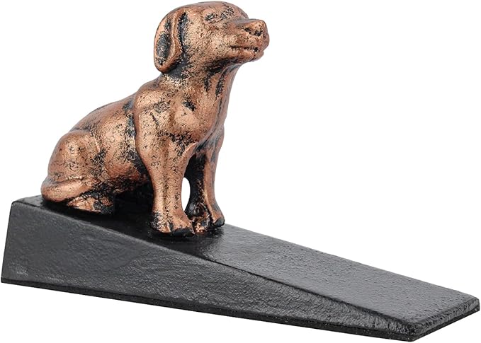 Earl Diamond Heavy Duty Cast Iron Cute Dog Door Stops | Decorative Cute Animal Statue Metal Door Stopper Wedge, with Non-Slip Mat for Home Office Commercial