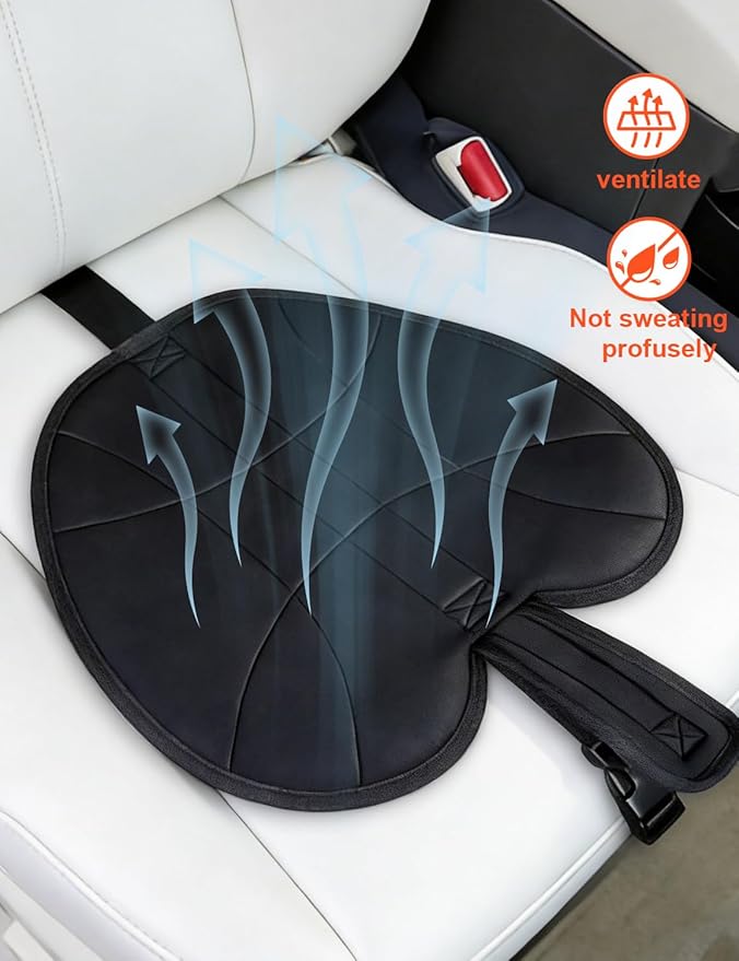 Pregnancy Seat Cushion Cover, Car Front Seat Cover with Strap Adjuster for Pregnant Women, Expectant Mothers & Abdominal Recovery – Relieves Pressure, Improves Comfort (Black)