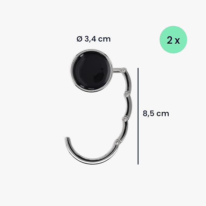 kwmobile Purse Hanger for Table (Set of 2) - Purse Hook for Table - Folding Handbag Hanger - Portable Bag Holder