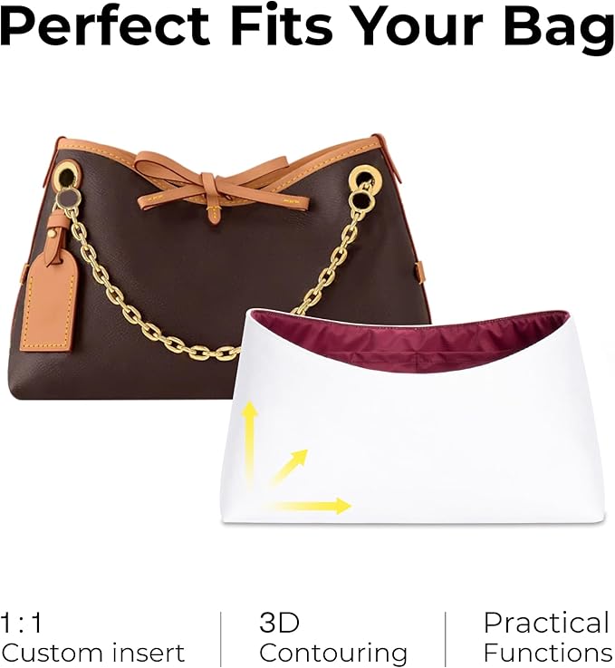 Handbag Organizer Insert for LV Carryall BB, Custom Fit Inside Premium Prunoir Lightweight Water Resistant Purse Insert Accessories