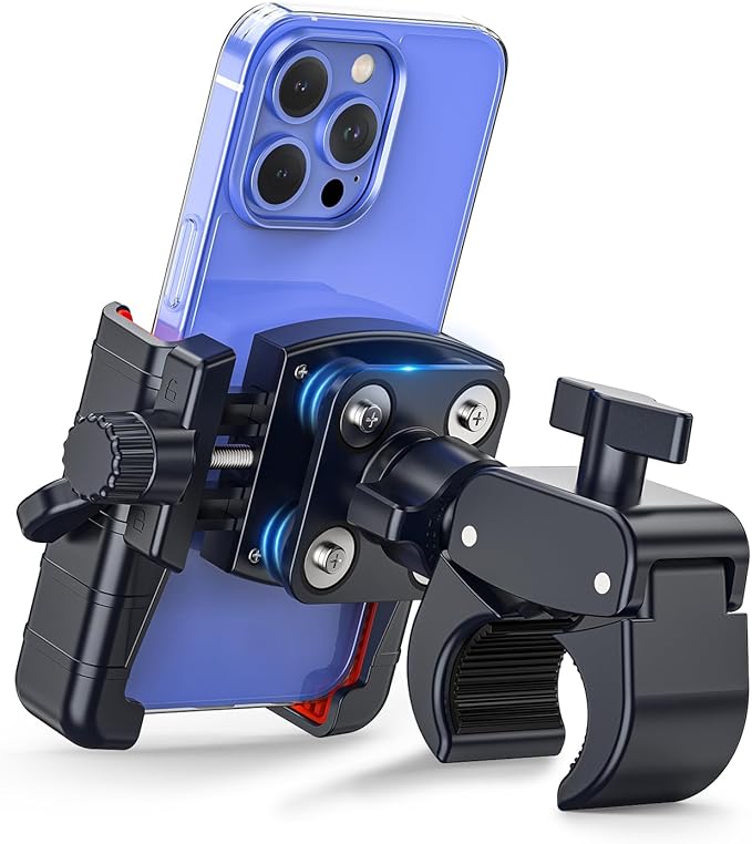 Marsrider 3rd-Gen Anti Vibration Motorcycle Phone Mount Bike Phone Holder, E-Bike Handlebar Cell Phone Holder with Secure Lock, Electric Scooter Phone Holder for Bicycle Stroller Fit 4.7-7'' Phone