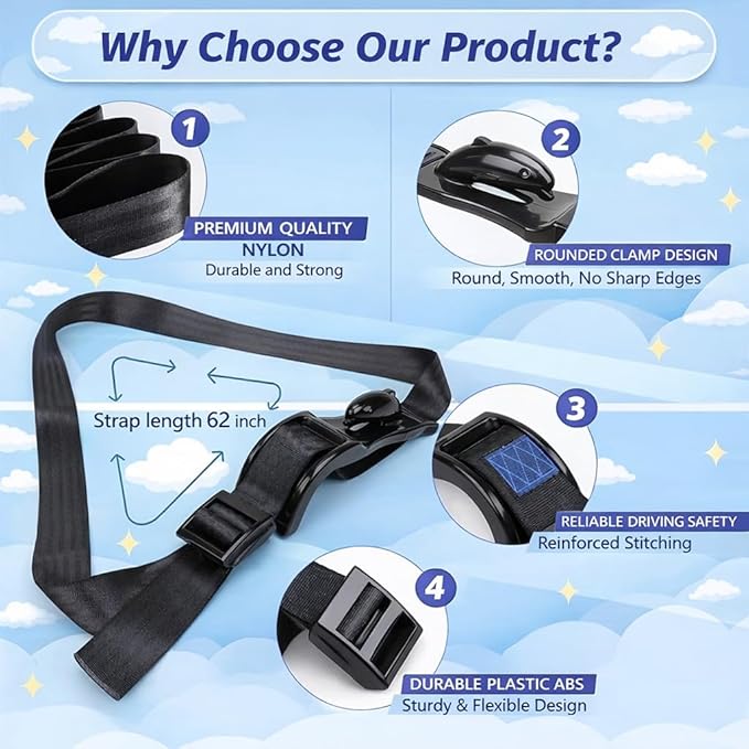 Pregnancy Seat Belt Cover, Universal Shoulder Strap Pad for Improved Comfort, Car Interior Accessory (White)