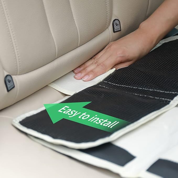 FASITE Car Seat Protector for Baby Child Car Seats - Auto Seat Cover Mat,Protective Non-Slip Waterproof Car Seat Cover Pad with Mesh Pockets, Beige