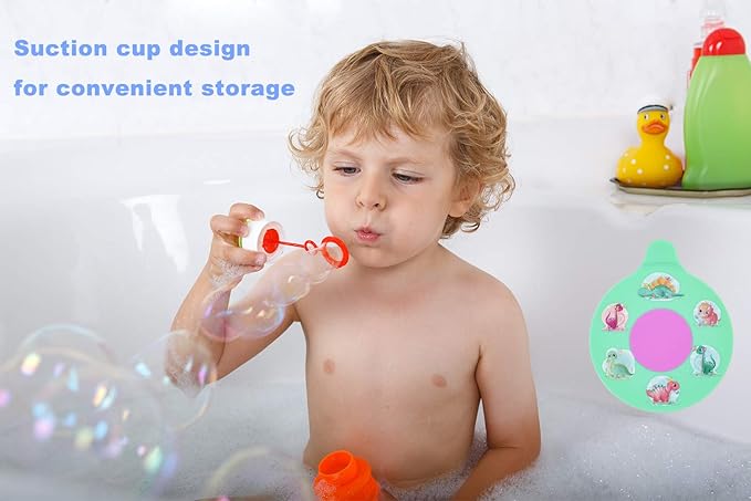 WSZCML Bathtub Drain Stopper, Silicone Tub Stopper Plug, Universal Bath Drain Cover, Beautiful Coral Reef Illustration, Kids Tots Babies Gift (Green Dinosaur)