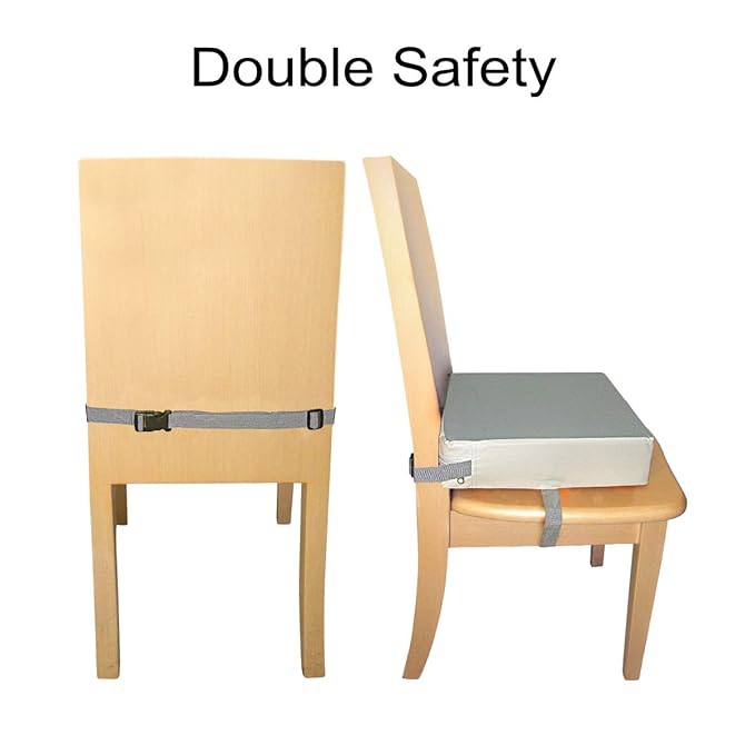 Dining Chair Heightening Cushion Portable Dismountable Adjustable Highchair Booster for Baby Toddler Kids Infant Washable Thick Chair Seat Pad Mat Gray