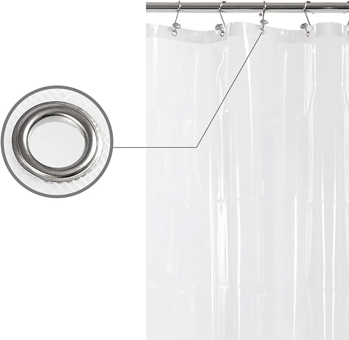 BAROSSA Design XLong Shower Curtain Liner with 96 inches Height - 6 Bottom Magnets, Waterproof PEVA, PVC Free, Metal Grommets, Clear, 72x96
