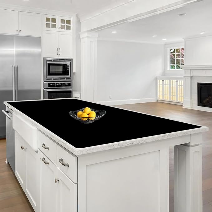 72''x36'' Extra Large Silicone Mat for Kitchen Counter, Heat Resistant Countertop Protector, Non-Slip Waterproof Kitchen Island Mat, Easy to Clean, Black