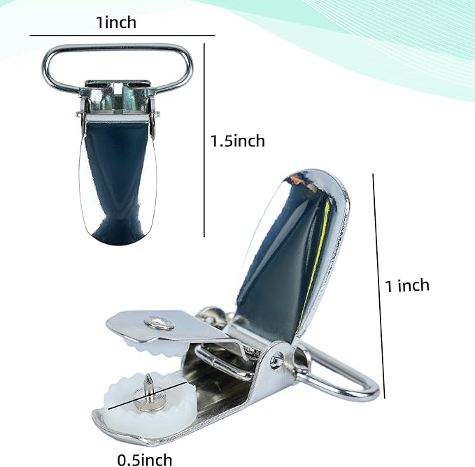 MELOTOUGH 1 Inch Suspender Clips Metal No Slip Suspender Clip with Plastic Gripping Teeth(White,10pcs)