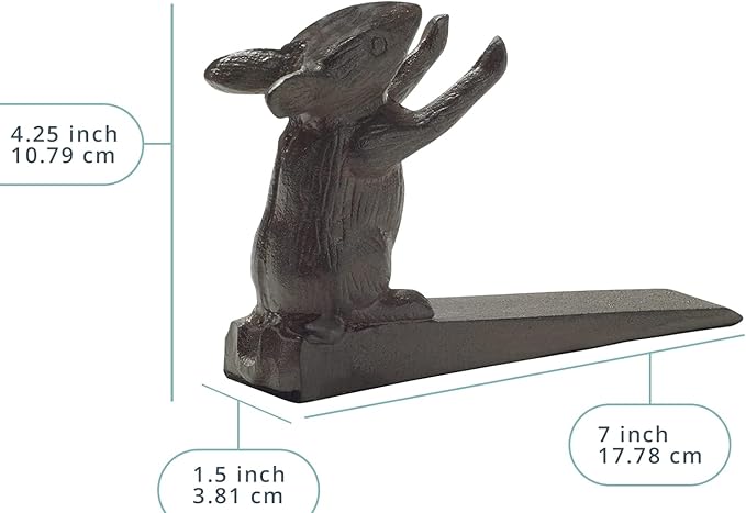 Comfify Vintage Cast Iron Mouse Door Stop Wedge – One Heavy Decorative Piece with Felt Bottom – Rust Brown Finish