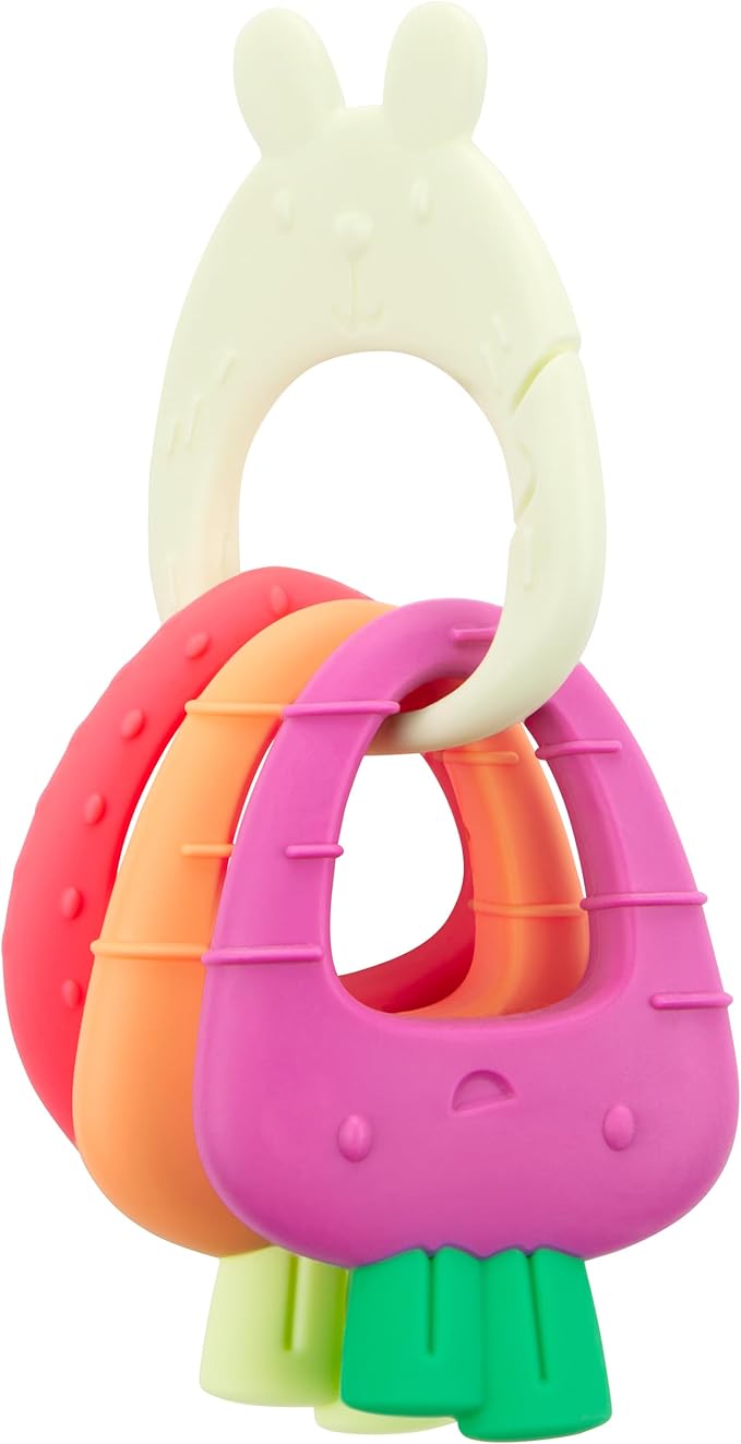 Skip Hop Soft Silicone Baby Teething Ring Toys Farmstand Teethe & Play Toy Set of 4, BPA-Free, Age 3m+
