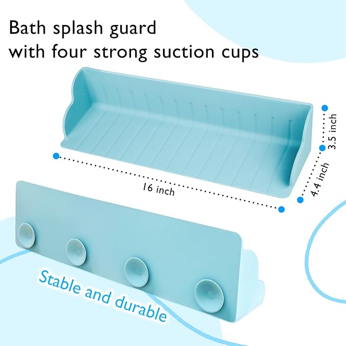 2 PCS Bath Splash Guard for Tub Kids, Guard Splash for Tub, Bathtub Splash Guard for Kids, Silicone Bath Guard Splash, Bathtub Toy Holder With 4 Strong Suction Cups