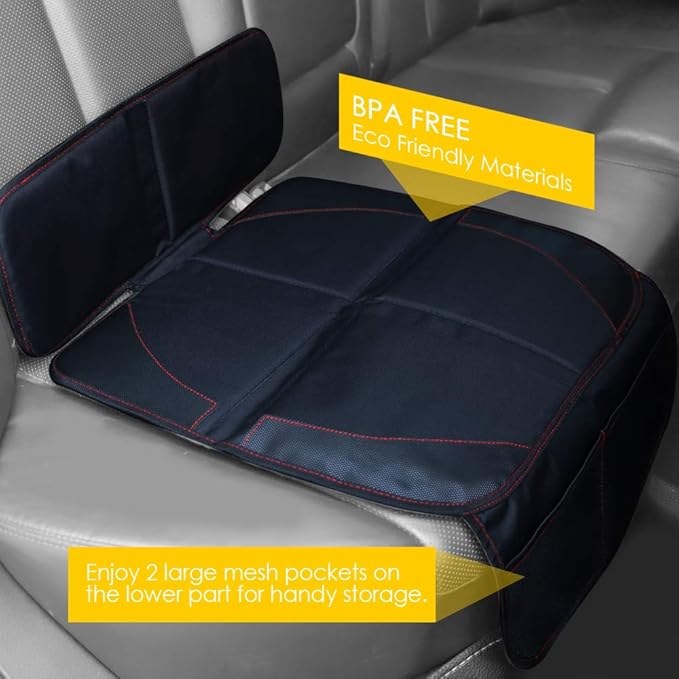 FASITE Car Seat Protector for Baby Child Car Seats - Auto Seat Cover Mat,Protective Non-Slip Waterproof Car Seat Cover Pad with Mesh Pockets (2 Pack)