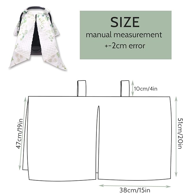 TANOFAR Car Seat Cover Baby, Carseat Covers Baby Boy Girl, Peekaboo Opening Infant Car Seat Cover for Winter, Warm & Cozy, Green Leaf
