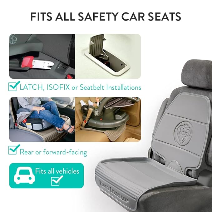 Prince Lionheart Car Seat Protector. The only 2 Stage Seatsaver Designed with Thick Padding, Nonabsorbent, Waterproof, PVC Foam Material. Comparable with All Baby and Toddler car Seats. (Pack of 2)