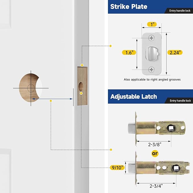 Keyed Entry Door Lever, Door Handle with Lock and Key, Exterior ＆ Interior Door Handle for Bedroom, Wave Style Lever Satin Nickel, Reversible for Left/Right 3 Pack